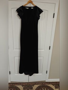 Eliza J Black velvet Dress with Flutter Sleeves